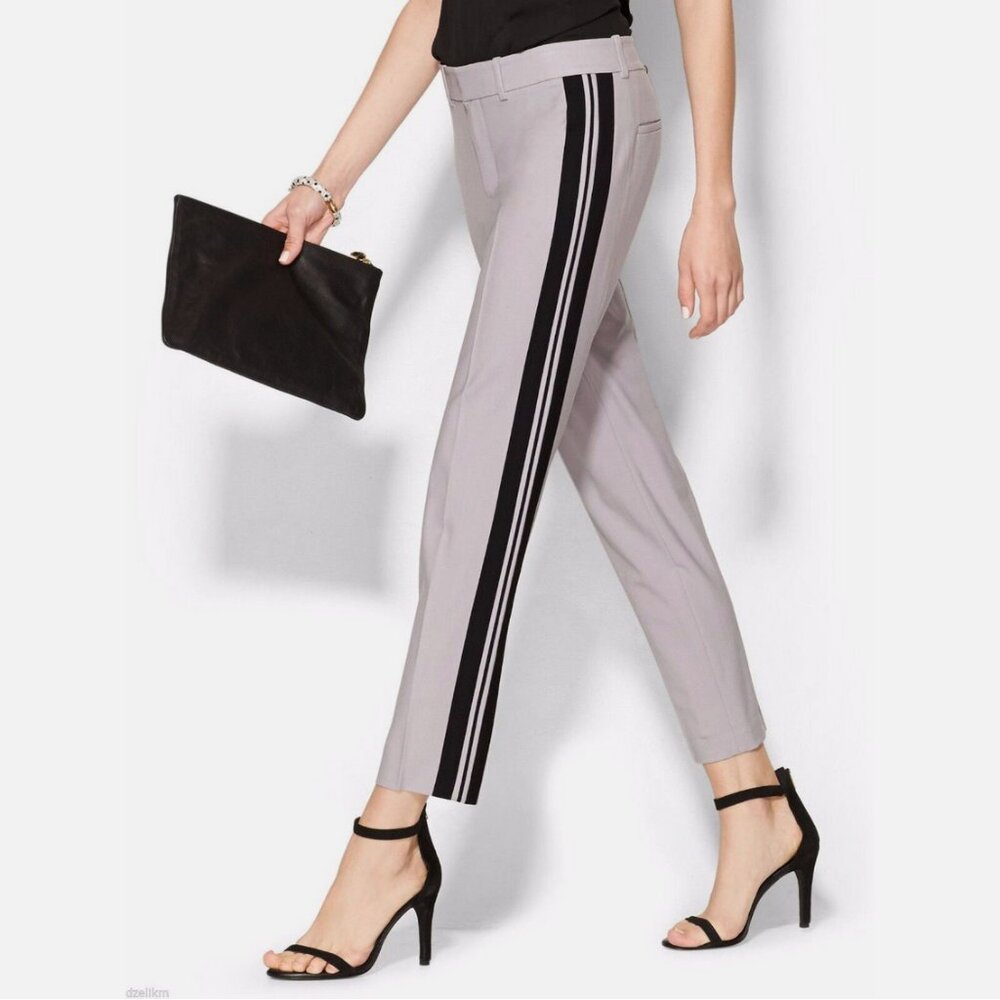 Vince Tropical Wool Triple Striped Cropped Trouser Tuxedo Pant